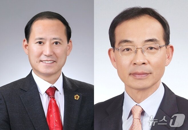 본문 이미지 - 국민의힘 동해시장 최종경선에서 맞대결할 김기하 예비후보(사진 왼쪽)와 최재석 예비후보,(뉴스1 DB)