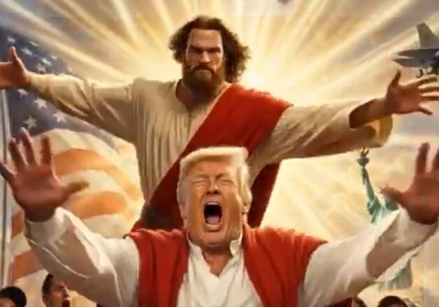 물 위 걷고 예수에 얻어맞고…트럼프 '구세주 행세' 패러디 봇물