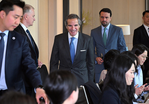 기자간담회 참석하는 라파엘 그로시 IAEA 사무총장