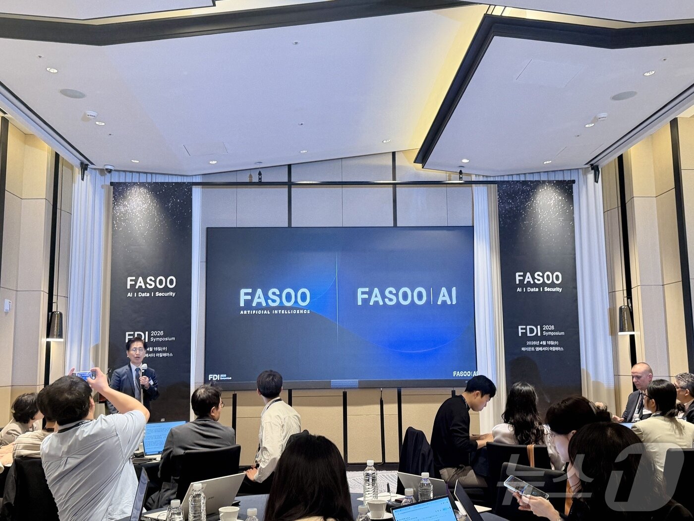 본문 이미지 - 조규곤 파수AI 대표가 15일 서울 영등포구 페어몬트 앰배서더 서울에서 열린 기자간담회에서 발언 중인 모습. 2026.04.15 ⓒ 뉴스1 김민수 기자