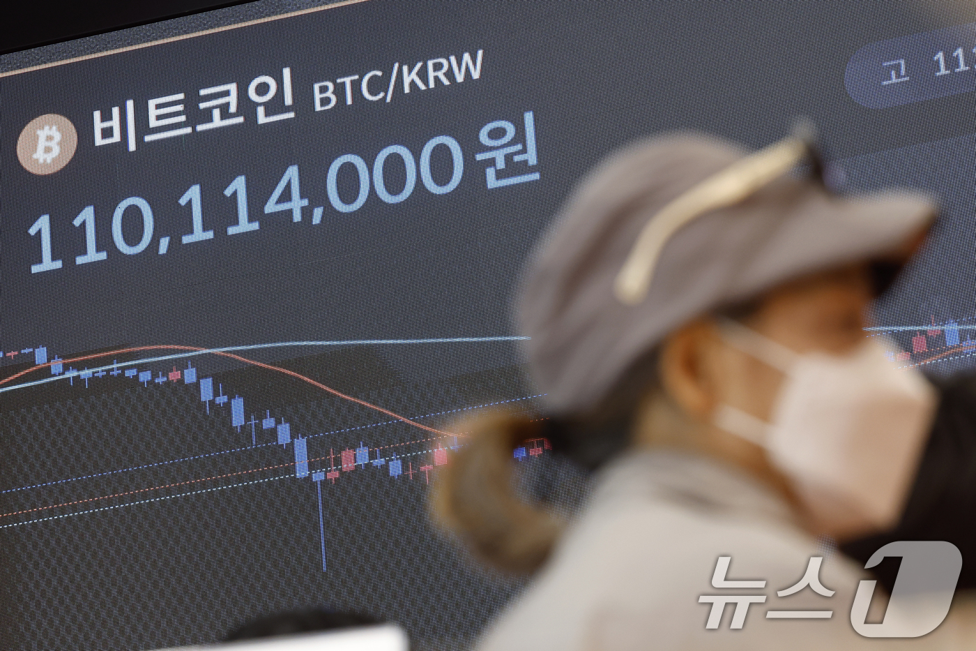 (서울=뉴스1) 박정호 기자 = 비트코인이 미국·이란 협상 가능성에 대한 기대로 한때 7만 5000달러 선을 넘어선 15일 오후 서울 강남구 빗썸 고객센터 전광판에 가상자산 시세가 …