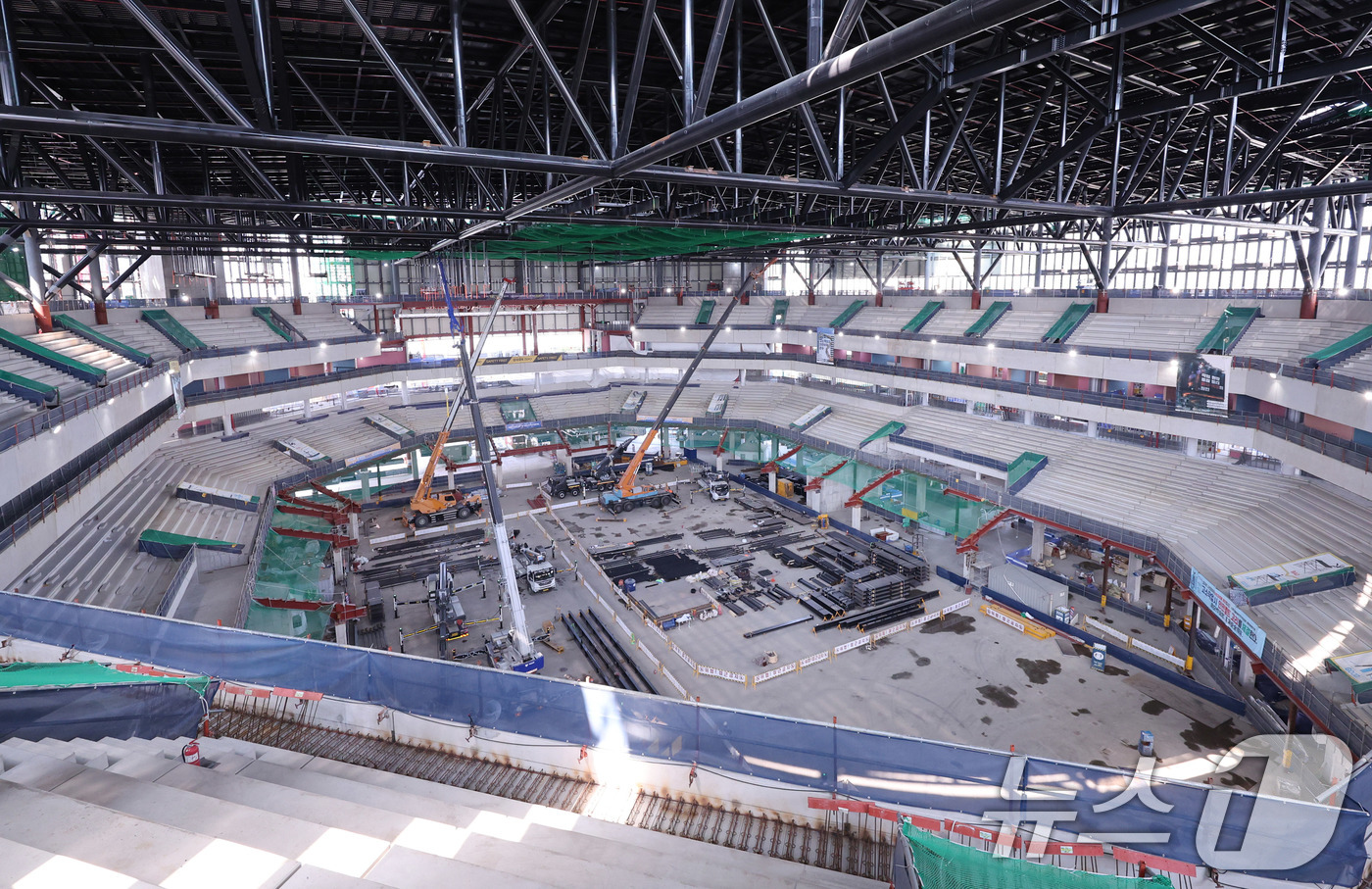 (서울=뉴스1) 박지혜 기자 = 15일 서울 도봉구 창동 서울아레나 공사현장 모습. 서울아레나는 2만 명 이상을 수용하는 국내 최대 규모의 K-팝 전문 공연장으로, 준공 예정일은 …