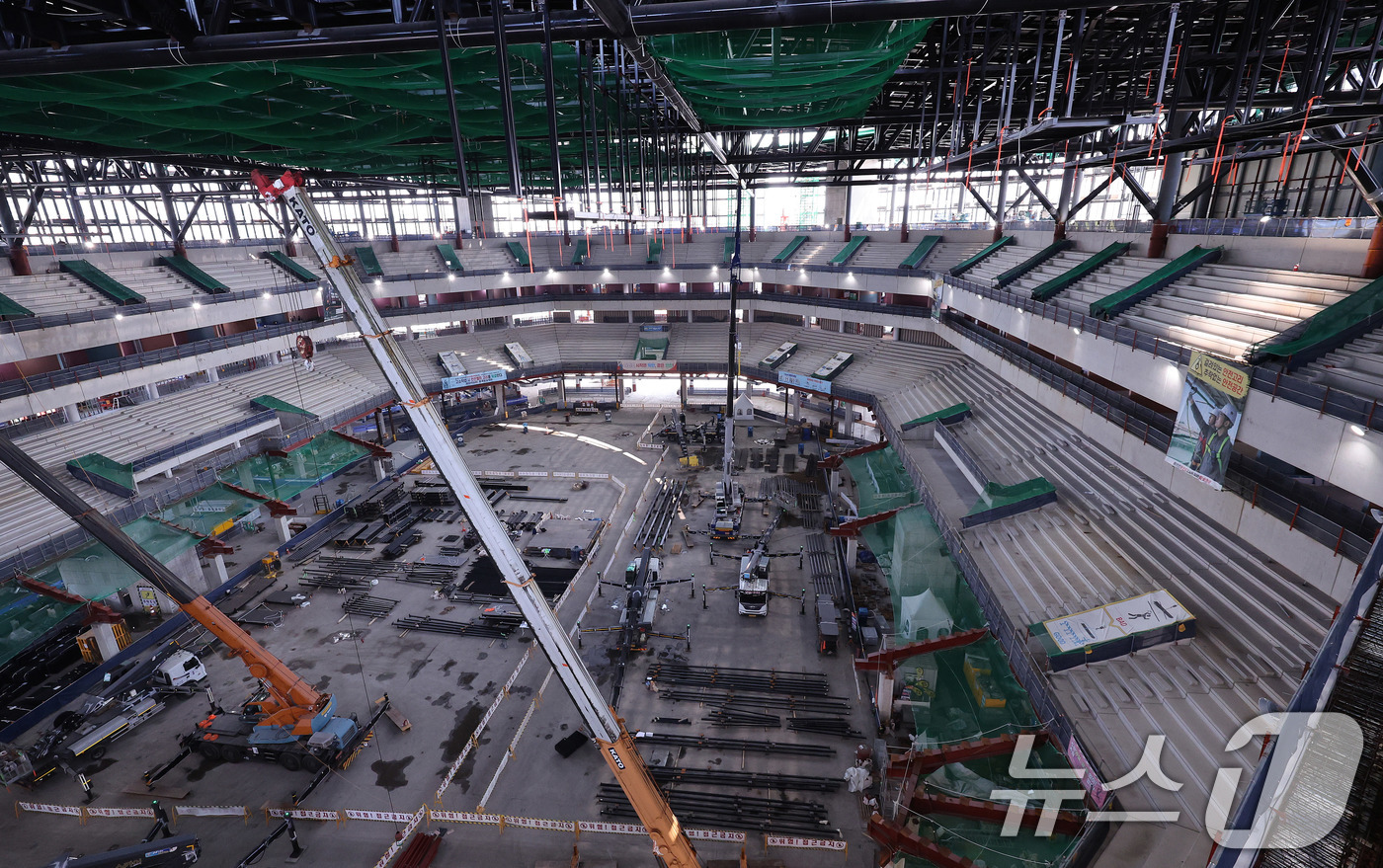 (서울=뉴스1) 박지혜 기자 = 15일 서울 도봉구 창동 서울아레나 공사현장 모습. 서울아레나는 2만 명 이상을 수용하는 국내 최대 규모의 K-팝 전문 공연장으로, 준공 예정일은 …
