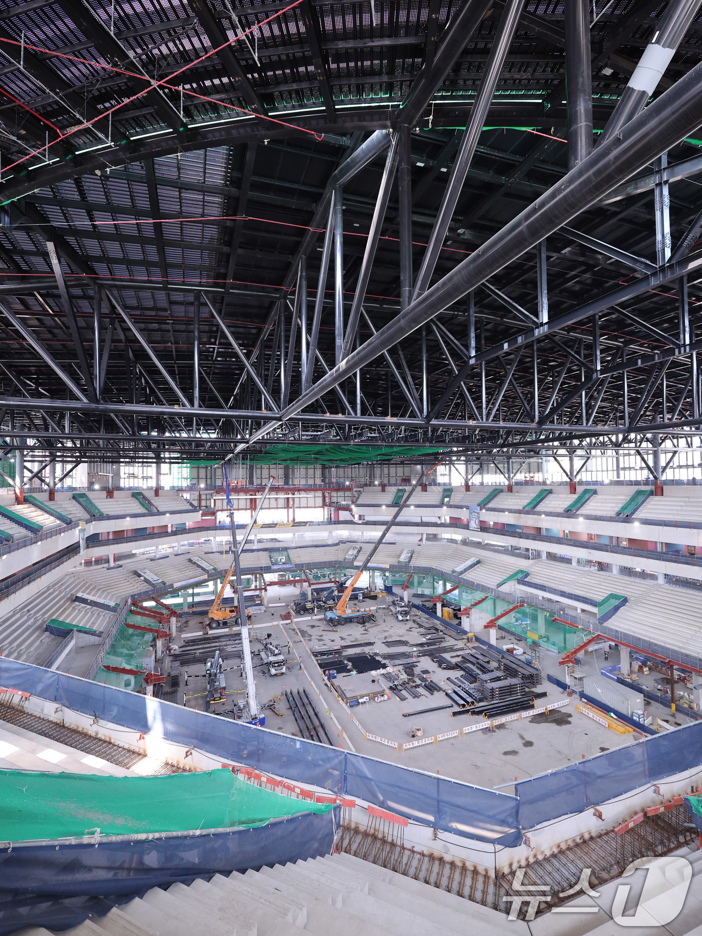 (서울=뉴스1) 박지혜 기자 = 15일 서울 도봉구 창동 서울아레나 공사현장 모습. 서울아레나는 2만 명 이상을 수용하는 국내 최대 규모의 K-팝 전문 공연장으로, 준공 예정일은 …