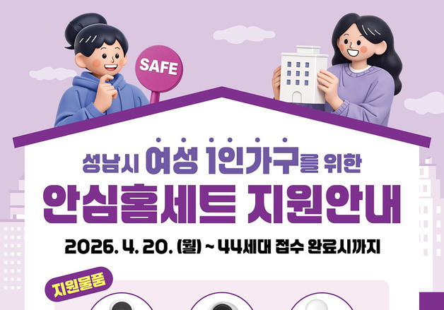 성남시, 혼자 사는 여성에 '홈캠' 등 지원