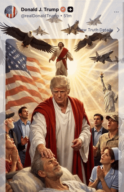 예수가 트럼프 얼굴에 '싸대기' 찰싹…이란대사관 '보복' AI 영상