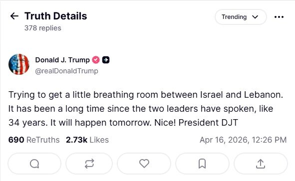 본문 이미지 - (출처=도널드 트럼프 미국 대통령 트루스소셜 계정)