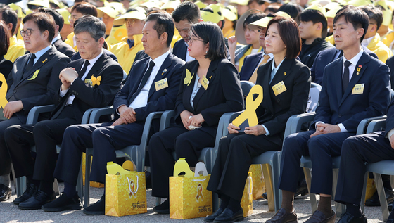 세월호 기억식 참석 이재명 대통령한한 정당 대표들