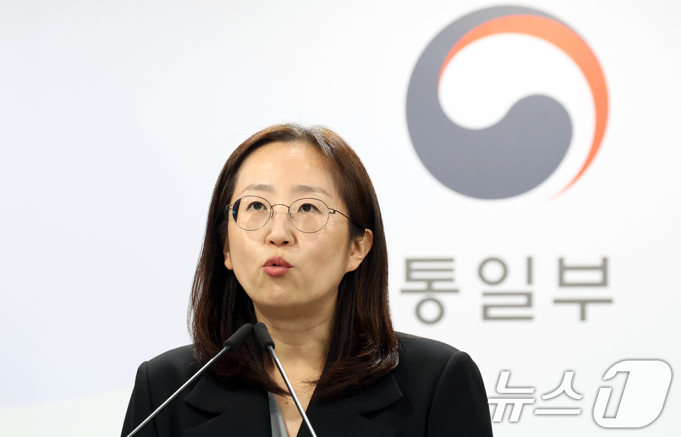 (서울=뉴스1) 김명섭 기자 = 장윤정 통일부 부대변인이 17일 오전 서울 종로구 세종대로 정부서울청사에서 열린 정례브리핑에서 정동영 통일부 장관의 북한 구성시 관련 발언 잘문에 …