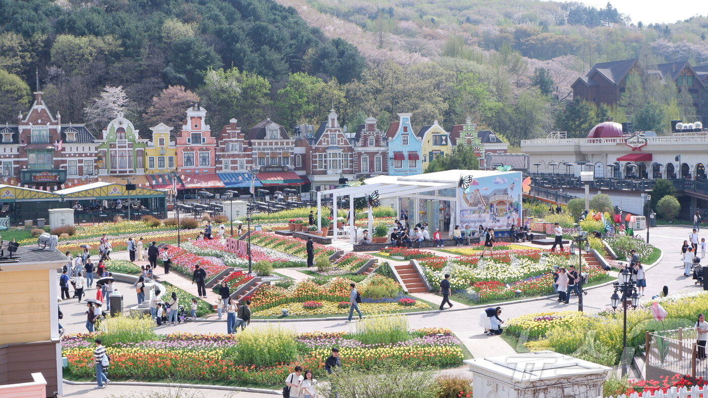 본문 이미지 - 튤립, 수선화, 무스카리 등 100여 종 120만 송이의 봄꽃이 피어난 포시즌스가든ⓒ 뉴스1 윤슬빈 관광전문기자