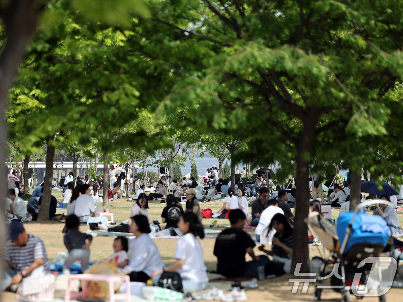 (서울=뉴스1) 황기선 기자 = 낮 기온이 전국 내륙을 중심으로 최고 29도로 치솟으며 초여름 날씨를 보인 19일 오후 서울 영등포구 여의도 한강공원에서 시민들이 즐거운 시간을 보 …