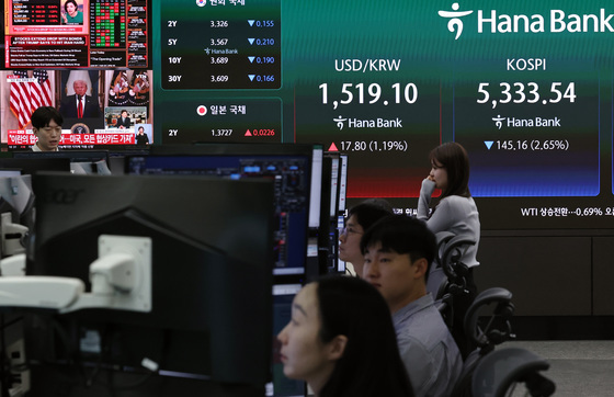 코스피, 트럼프 대국민 연설 이후 5400선 붕괴