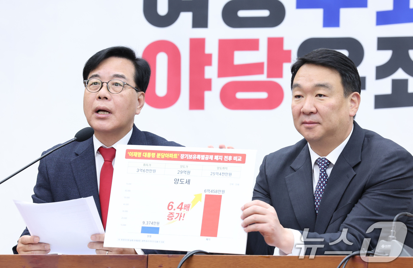 (서울=뉴스1) 신웅수 기자 = 송언석 국민의힘 원내대표가 21일 서울 여의도 국회에서 열린 원내대책회의에서 발언하고 있다. 2026.4.21/뉴스1