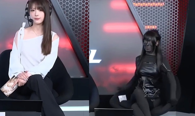 "노출 심하다" 비난에 발끈…게임 방송 여성 진행자 '전신 흑칠' 등장