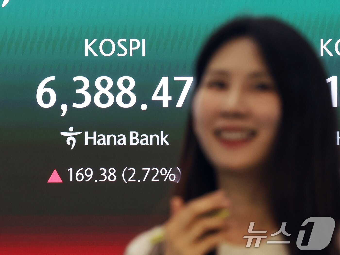 본문 이미지 - 코스피 종가가 사상 최고치를 경신한 21일 오후 서울 중구 하나은행 딜링룸 현황판에 종가가 표시되고 있다. 2026.4.21 ⓒ 뉴스1 황기선 기자