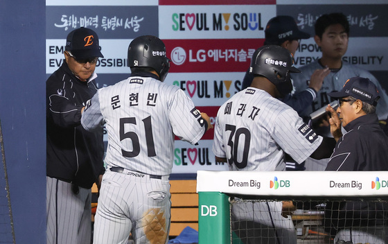 '2연패 탈출' 한화 김경문 감독 "노시환이 좋은 기운 불어넣어 줬다"