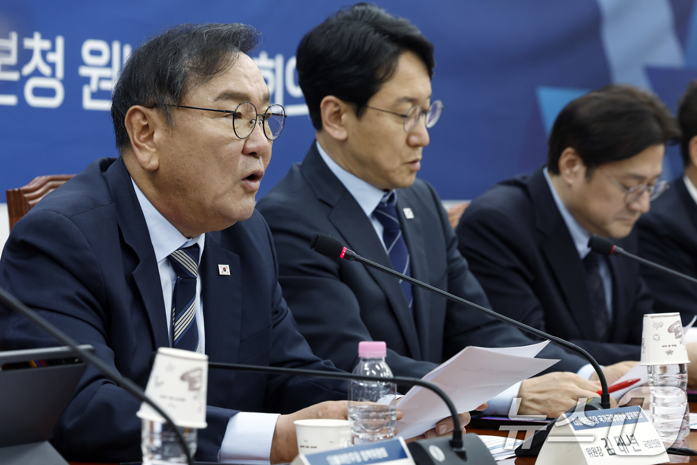 (서울=뉴스1) 박정호 기자 = 김태년 더불어민주당 국가균형성장특별위원회 위원장이 22일 오후 서울 여의도 국회 당 원내대표실에서 열린 균형성장 주요현안 당정청 정책간담회에서 개회 …