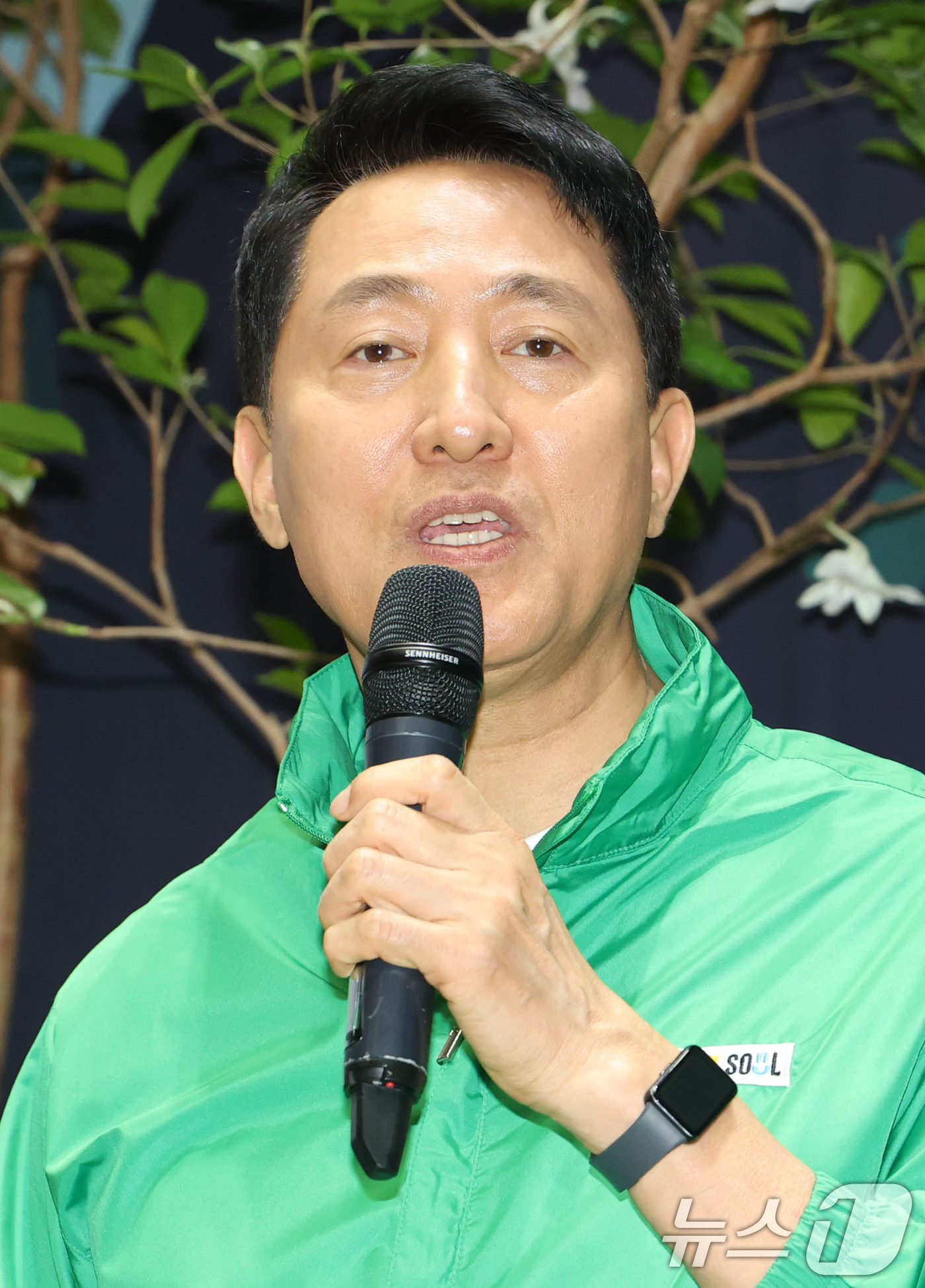 (서울=뉴스1) 이광호 기자 = 오세훈 서울시장이 22일 오후 서울시청에서 열린 2026서울국제정원박람회와 태안국제원예치유박람회 상호협력 기자설명회에서 발언하고 있다. 2026.4 …