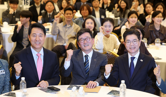 파이팅하는 오세훈·곽경인·정원오