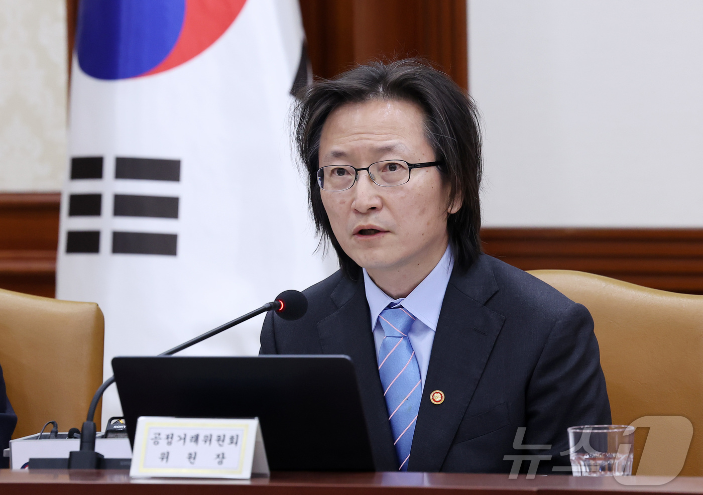 (서울=뉴스1) 김성진 기자 = 주병기 공정거래위원장이 23일 서울 종로구 정부서울청사에서 열린 민생물가 특별관리 관계장관 TF 회의에서 발언을 하고 있다. 2026.4.23/뉴스 …