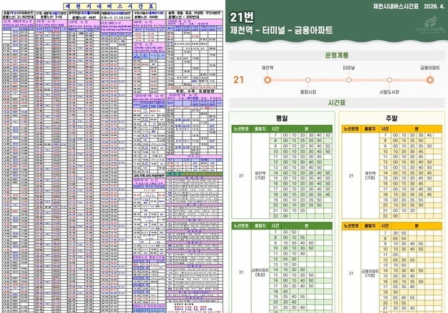 복잡했던 제천 시내버스 시간표 바뀐다…버스 정보 한눈에