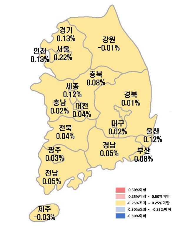 본문 이미지 - 시도별 아파트 전세가격지수 변동률.(부동산원 제공)