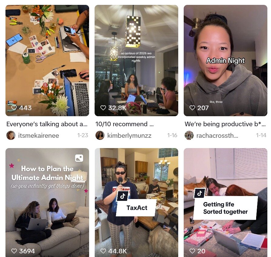 본문 이미지 - 틱톡에 'admin night'을 검색한 결과 갈무리