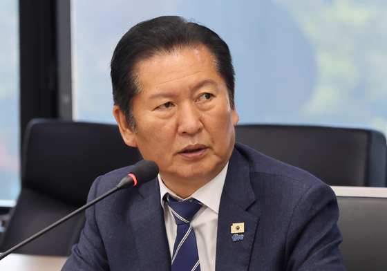 간담회 인사말 하는 정청래 대표