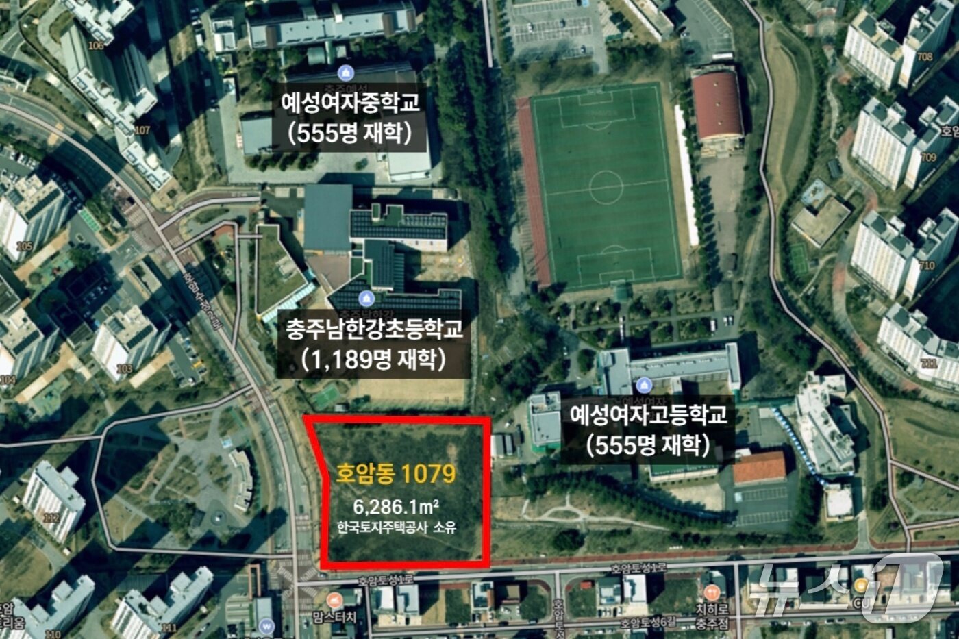 본문 이미지 - 충주시 호암동 한국토지주택공사 유휴용지 위치도(정용학 의원 제공. 재판매 및 DB금지)