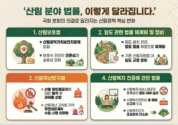 '산림 5법' 국회 통과…산불 처벌 세지고 임도 운영 기반 생긴다