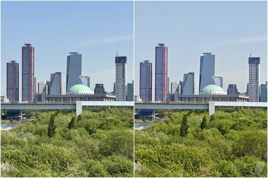 본문 이미지 - 왼쪽부터 아이폰15 프로로 촬영한 사진과 샤오미17 울트라로 촬영한 사진 ⓒ 뉴스1 이민주 기자