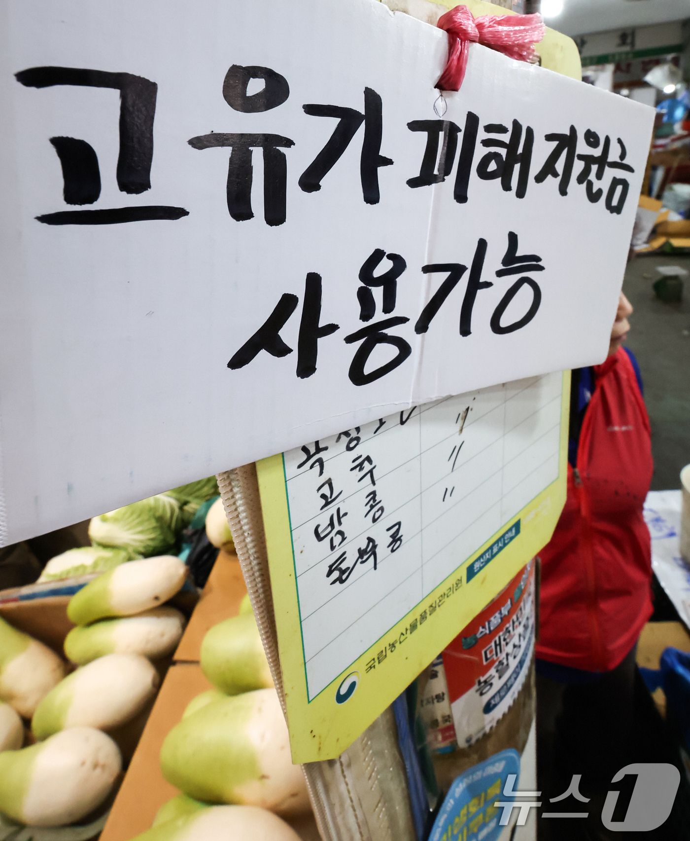 (서울=뉴스1) 임지훈 인턴기자 = 고유가 피해지원금 1차 지급 신청일인 27일 서울 동대문구 경동시장 한 점포에 ’고유가 피해지원금 사용 가능‘ 안내문이 게시돼 있다.피해지원금 …