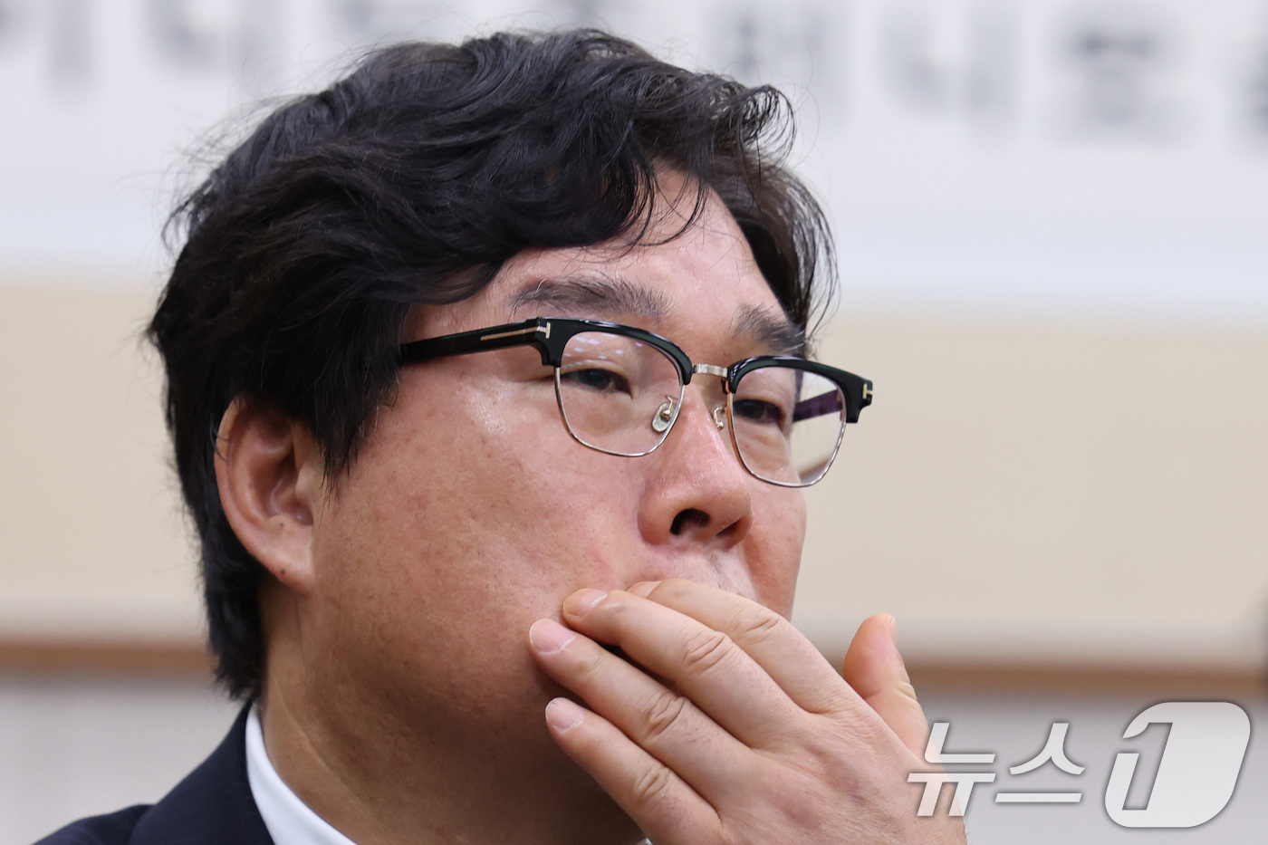 (서울=뉴스1) 신웅수 기자 = 김성태 전 쌍방울 회장이 28일 서울 여의도 국회 윤석열정권정치검찰조작기소의혹사건진상규명국정조사특별위원회에서 열린  윤석열 정권 정치검찰 조작기소 …