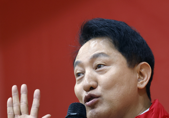 오세훈 서울시장 후보, 용산구 필승 결의대회 축사