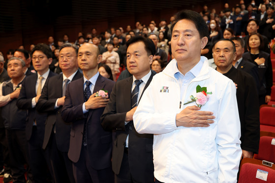 세계노동절 기념식 참석한 오세훈 후보