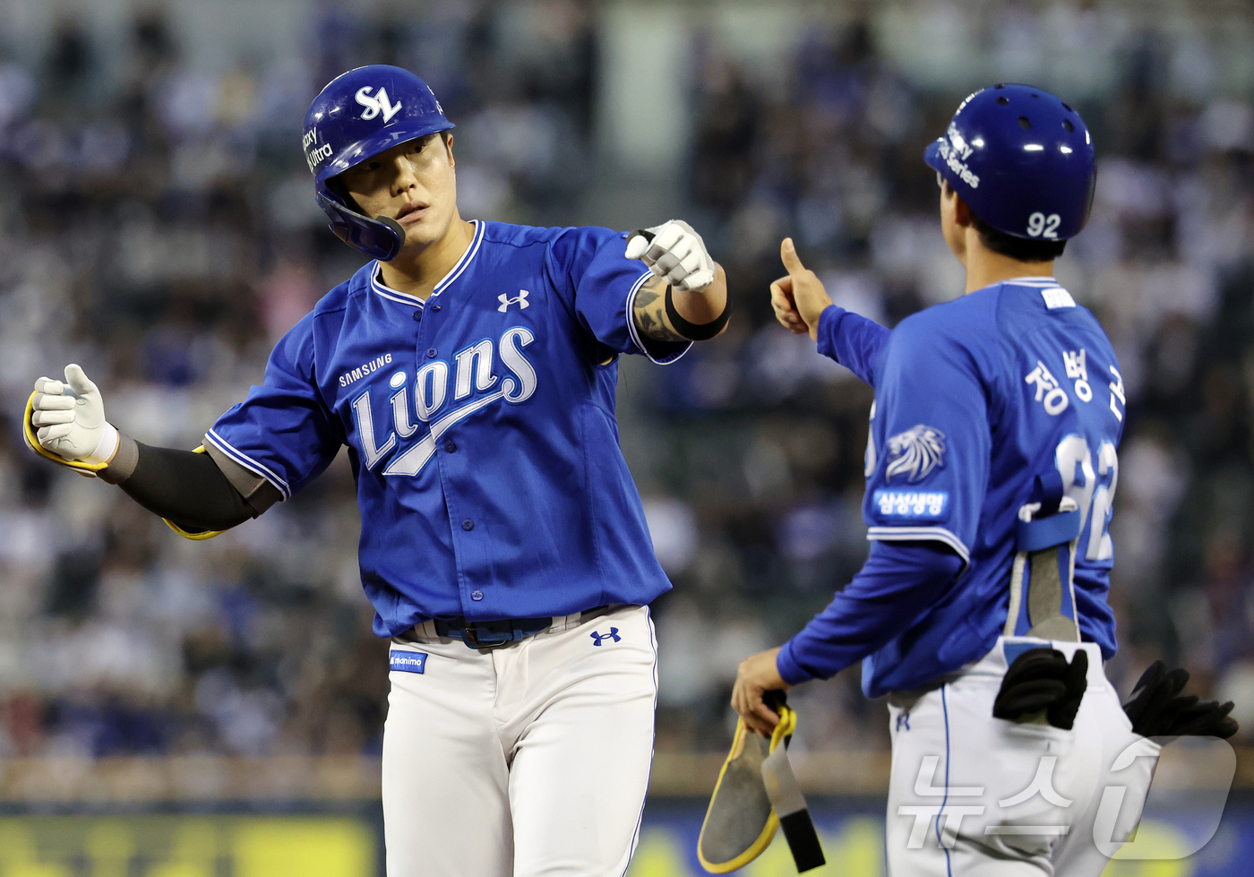 (서울=뉴스1) 김진환 기자 = 28일 서울 송파구 잠실야구장에서 열린 '2026 신한 SOL KBO리그' 삼성 라이온즈와 두산 베어스의 경기, 삼성 류지혁이 4회초 1사 3루 상 …