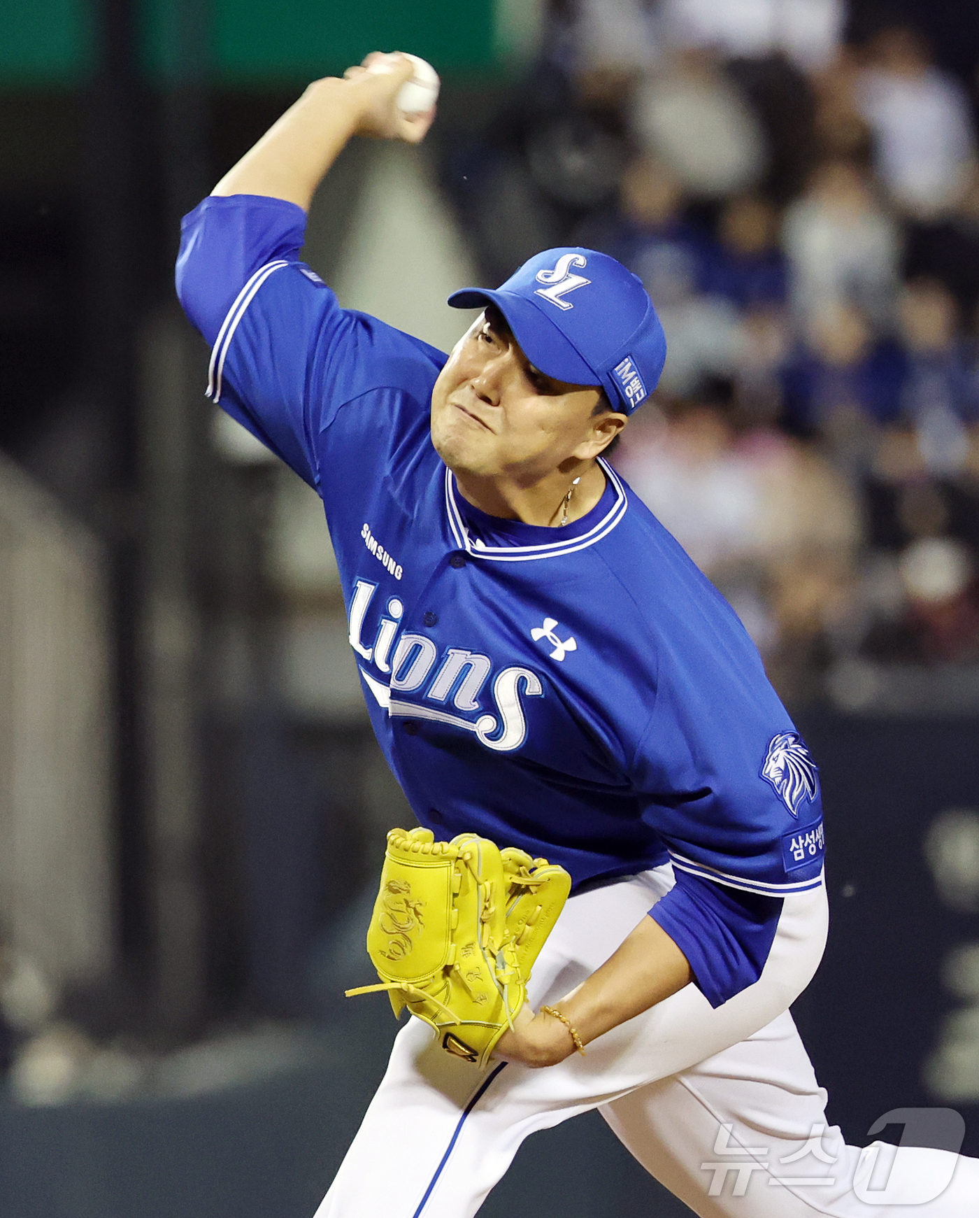 (서울=뉴스1) 김진환 기자 = 28일 서울 송파구 잠실야구장에서 열린 '2026 신한 SOL KBO리그' 삼성 라이온즈와 두산 베어스의 경기, 삼성 김태훈이 8회말 2사 만루 상 …