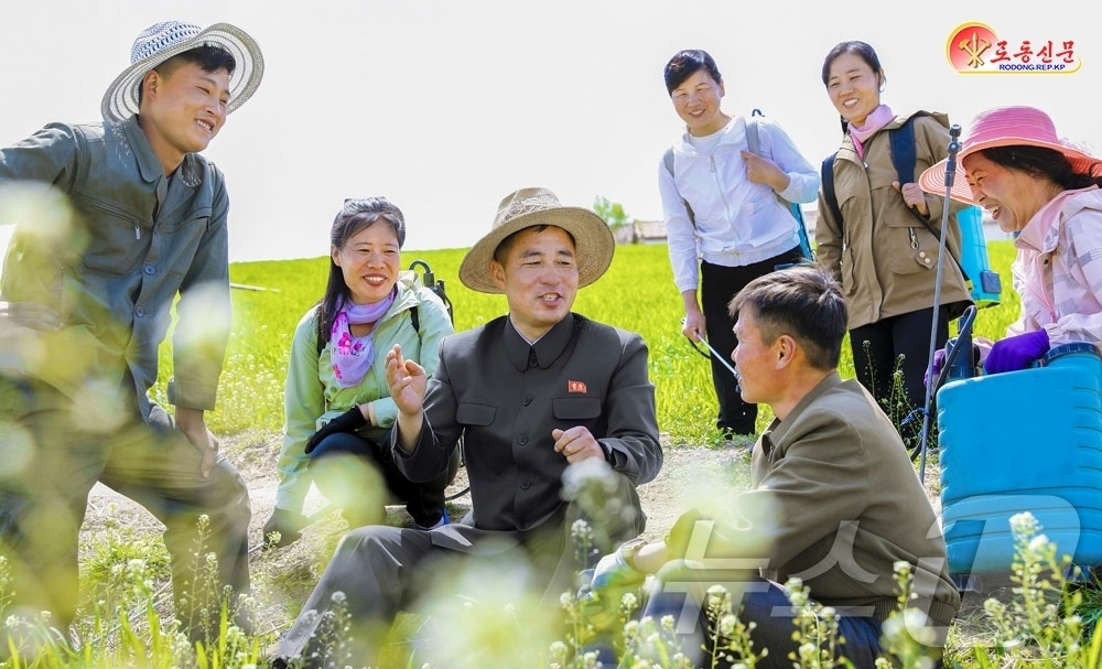 (평양 노동신문=뉴스1) = 북한 노동당 기관지 노동신문은 29일 신의주시당위원회 간부들이 농업 현장을 지도하며 책임 있는 농사 수행을 독려하고 있다고 보도했다. [국내에서만 사용 …