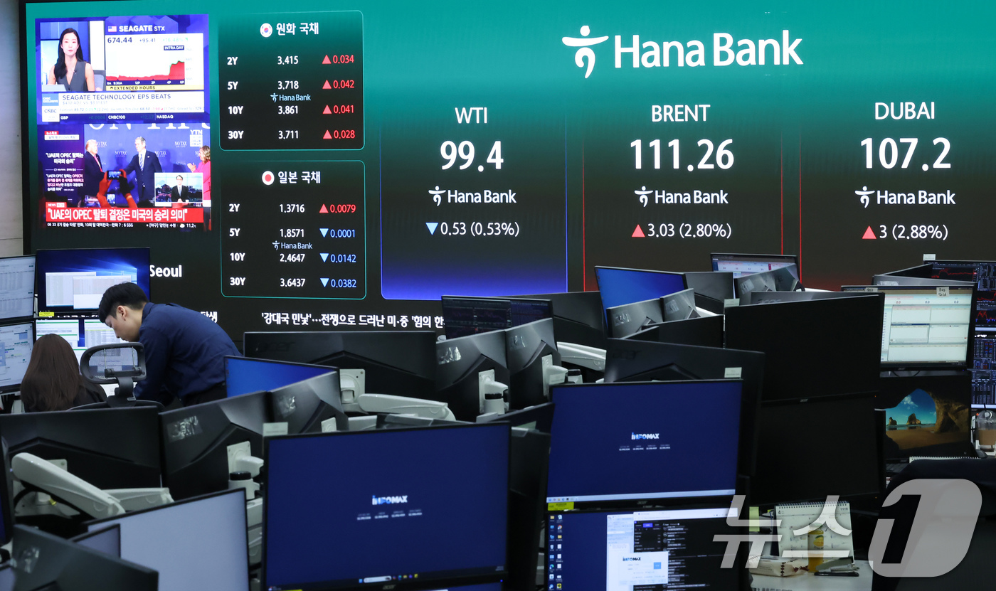 (서울=뉴스1) 임지훈 인턴기자 = 아랍에미리트(UAE)의 석유수출국기구(OPEC) 탈퇴 소식 속에 미국과 이란 간 종전 논의가 교착 상태에 빠지면서 국제 유가가 상승한 29일 오 …