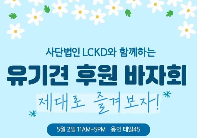 "수술 기다리는 동물들 위해"…엘씨케이디, 5월 2일 용인서 바자회
