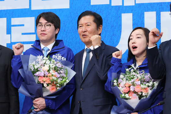 파이팅 외치는 정청래·하정우·전은수