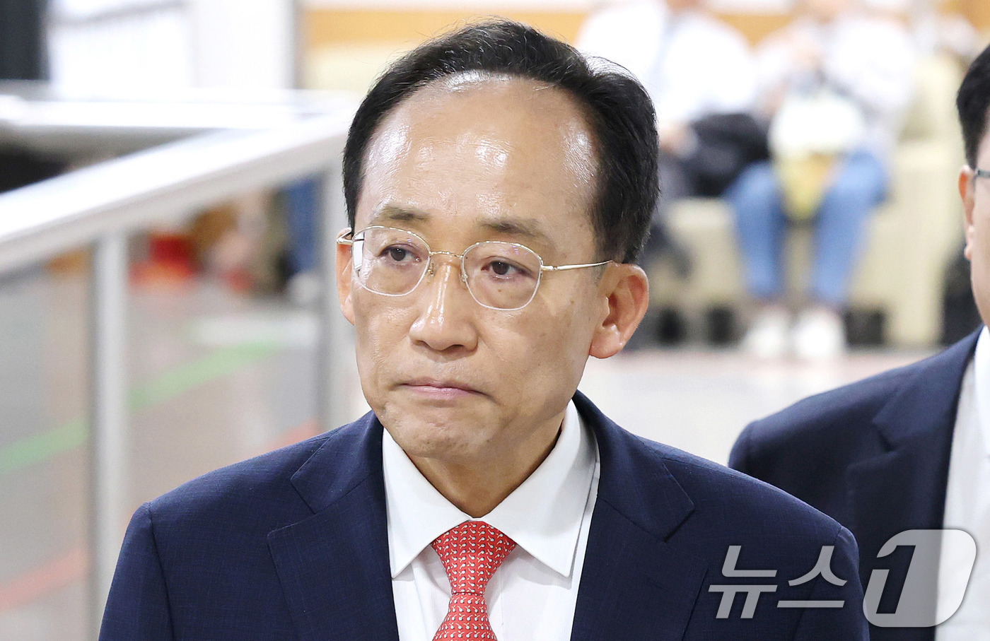 (서울=뉴스1) 박지혜 기자 = 12·3 비상계엄 당시 국회의 계엄 해제 표결을 방해한 혐의로 기소된 추경호 국민의힘 전 원내대표가 29일 오후 서울 서초구 서울중앙지법에서 열린 …