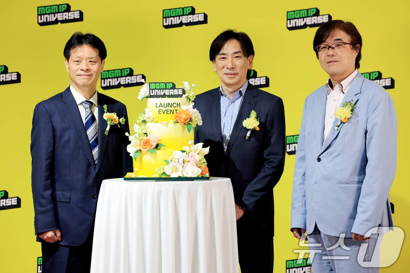 (서울=뉴스1) 이호윤 기자 = 키타세 요시노리 스퀘어 에닉스 프로듀서(왼쪽부터), 우츠미 슈지 세가 대표, 코이누마 히사시 코에이 테크모 게임스 대표가 29일 서울 금천구 마리오 …
