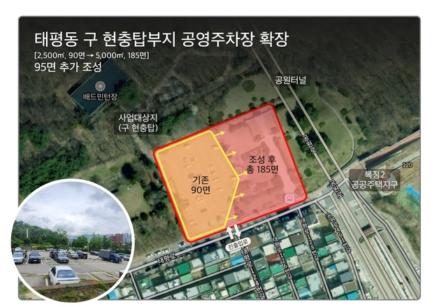 성남시 태평동 구 현충탑부지 185면 공영주차장 생긴다