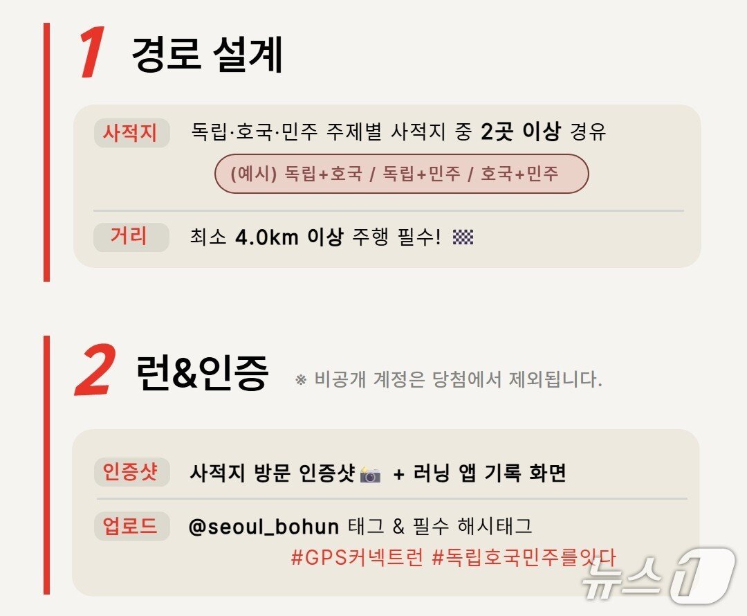 본문 이미지 - 'GPS 커넥트 런 : 독립·호국·민주를 잇다' 참여방법. 2026.4.3./ⓒ 뉴스1(국가보훈부 서울지방보훈청 제공)