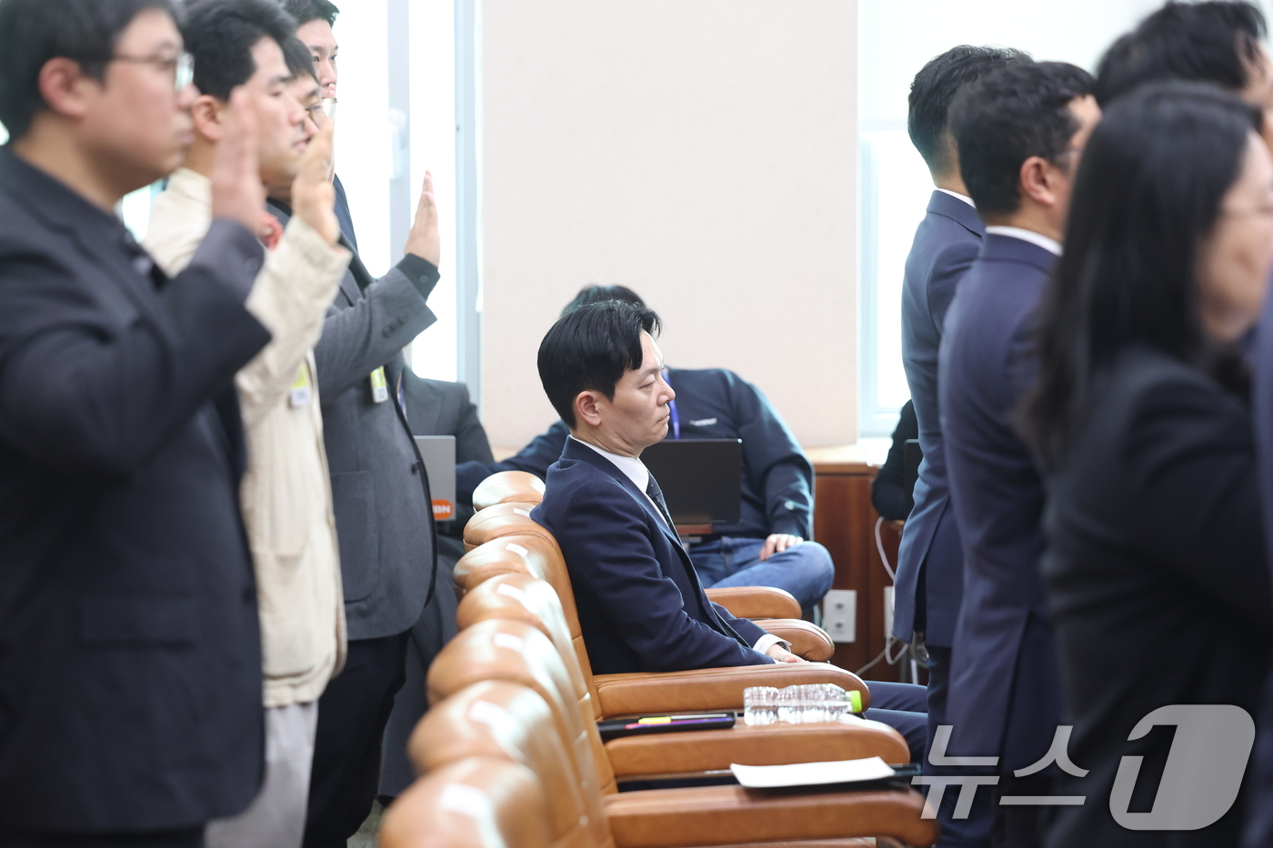 (서울=뉴스1) 이승배 기자 = 쌍방울 대북송금 사건을 담당했던 박상용 검사가 3일 서울 여의도 국회에서 열린 윤석열정권정치검찰조작기소의혹사건진상규명국정조사특별위원회 전체회의에 증 …