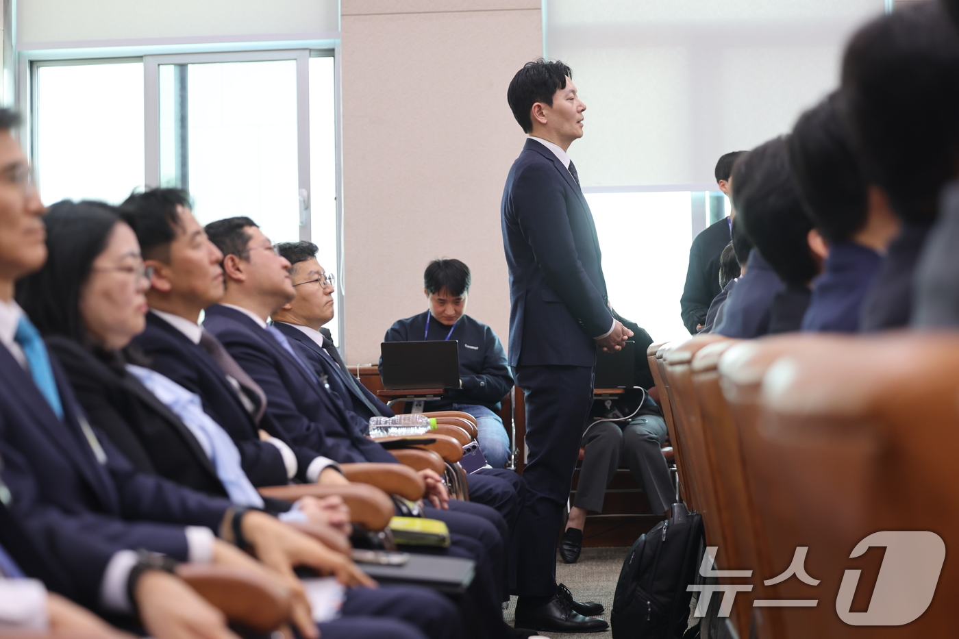 (서울=뉴스1) 이승배 기자 = 쌍방울 대북송금 사건을 담당했던 박상용 검사가 3일 서울 여의도 국회에서 열린 윤석열정권정치검찰조작기소의혹사건진상규명국정조사특별위원회 전체회의에 증 …