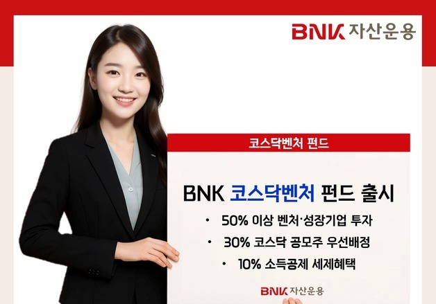 BNK자산운용, 코스닥벤처펀드 출시…"세제혜택·성장성 1석2조"