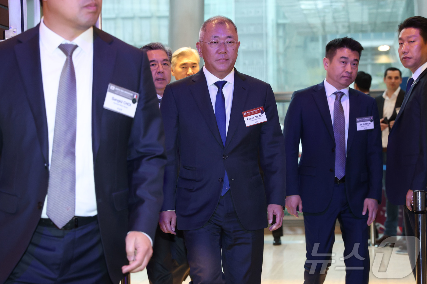 (서울=뉴스1) 청사사진기자단 = 정의선 현대자동차 회장이 3일 서울 여의도 FKI타워에서 열린 '제3차 한-프랑스 경제계 미래 대화'에 참석하고 있다. 2026.4.3/뉴스1