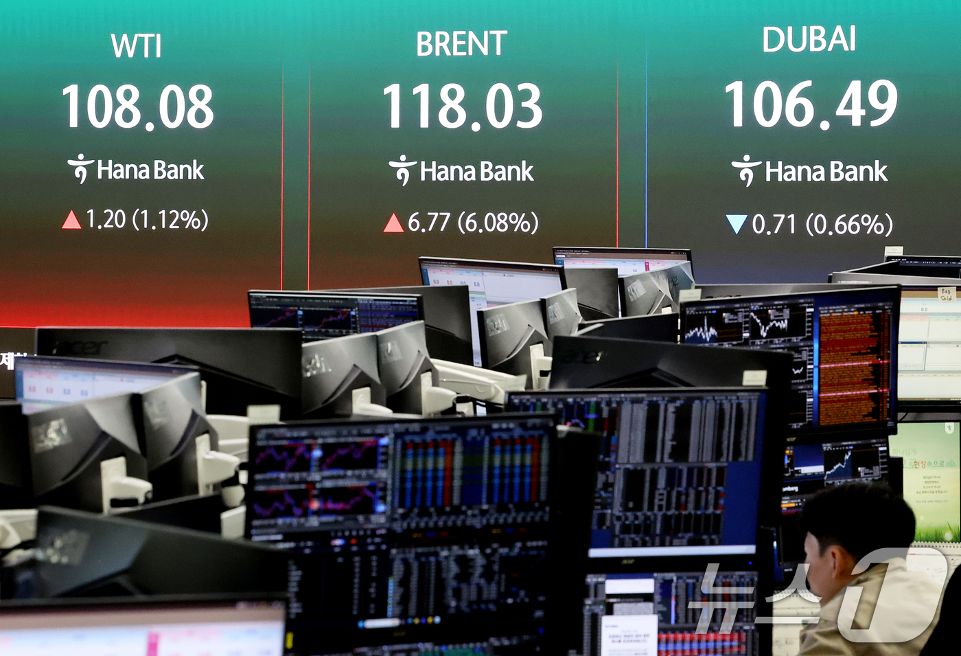 (서울=뉴스1) 조연우 인턴기자 = 미국과 이란 간 협상이 교착 상태에 빠지면서 에너지 공급 차질이 장기화할 수 있다는 우려에 국제유가가 오름세를 이어간 30일 오전 서울 중구 하 …